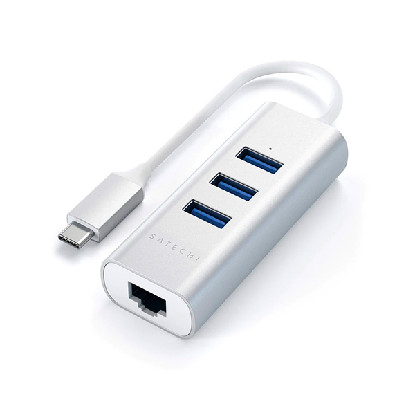 Satechi Type C 2 In 1 Usb Hub With Ethernet Silver
