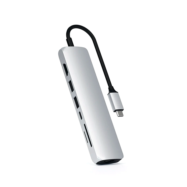 Satechi Usb C Slim Multi Port With Ethernet Adapter Silver