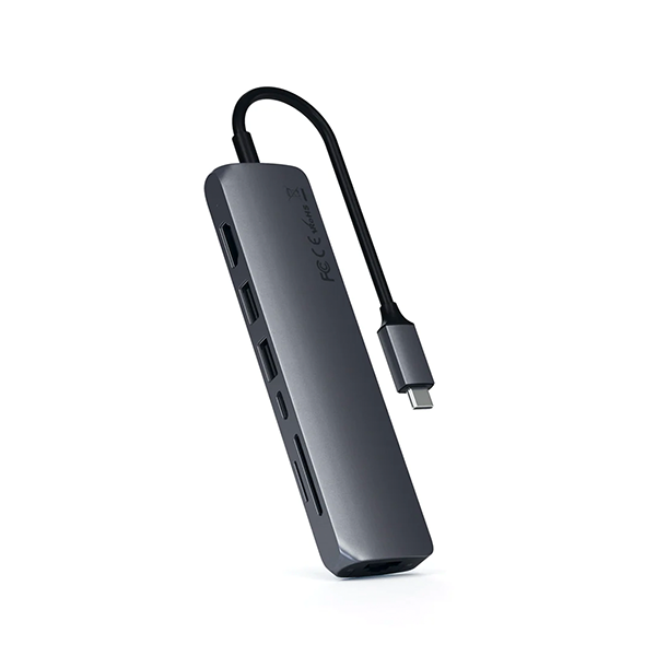 Satechi Usb C Slim Multi Port With Ethernet Adapter Space Gray